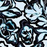 Cap Sleeve Blue Floral 1/4 Zip Shirt - [Kastel]