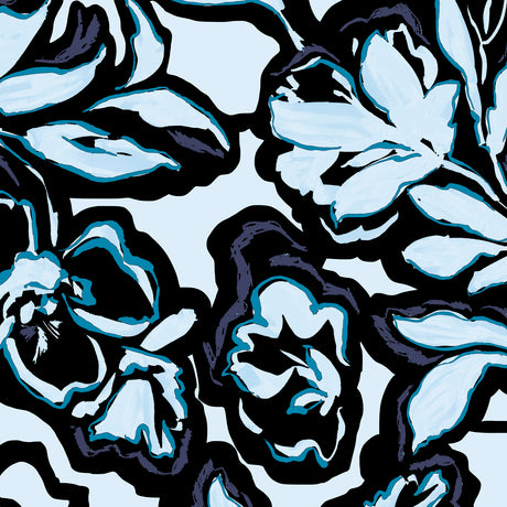 Cap Sleeve Blue Floral 1/4 Zip Shirt - [Kastel]