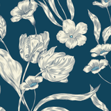 Sailor Blue French Tulip & Solid Reversible Puffer Vest - [Kastel]