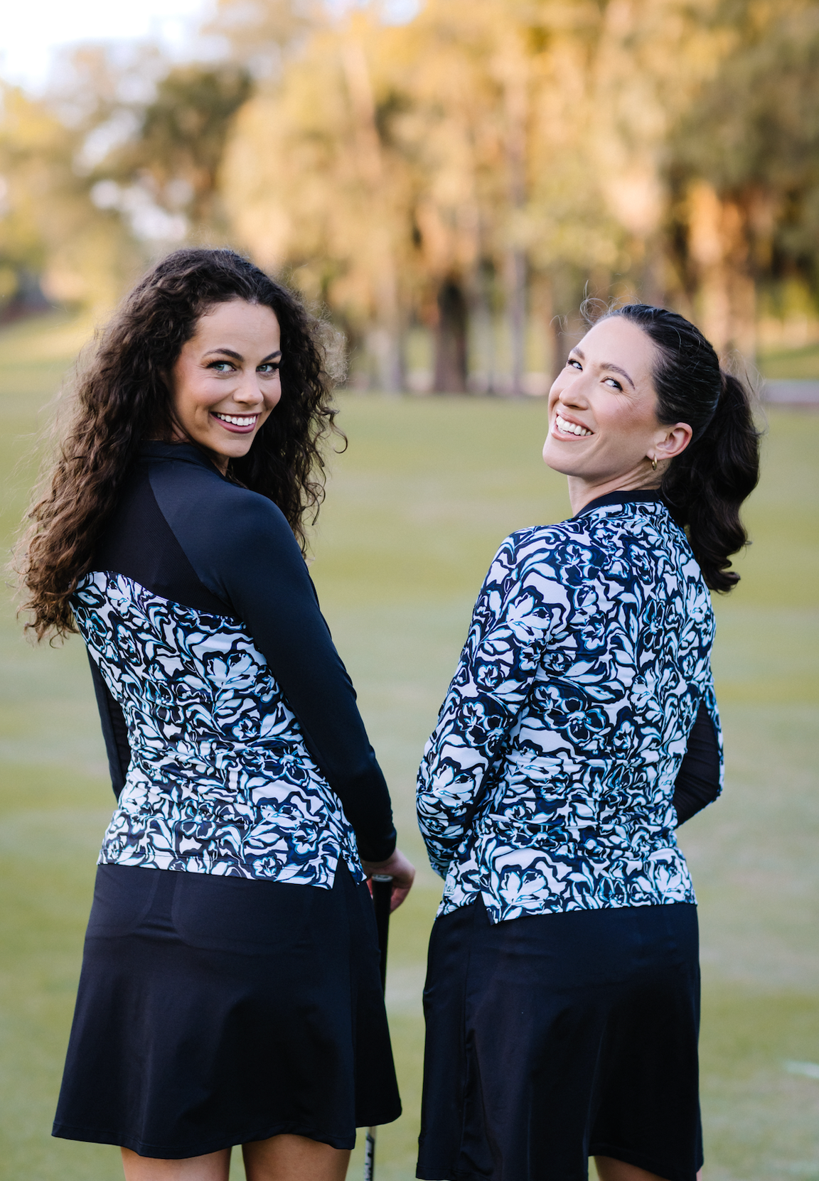 Long Sleeve Blue Floral Performance Raglan 1/4 Zip Shirt - [Kastel]