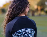 Long Sleeve Blue Floral Performance Raglan 1/4 Zip Shirt - [Kastel]