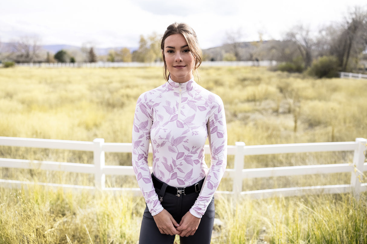 Orchid Haze Leaf Long Sleeve Sun Shirt - [Kastel]