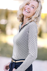 Black & White Geo Long Sleeve Sun Shirt - [Kastel]