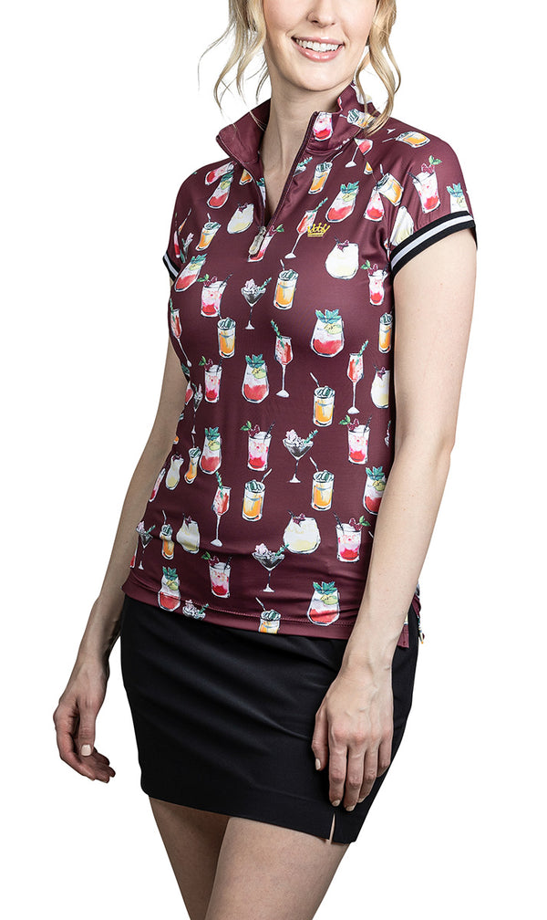 Holiday Cocktails Tawny Port Cap Sleeve with Trim, Final Sale