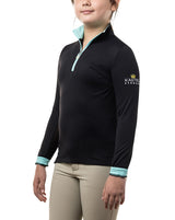 Kids Long Sleeve Black with Turquoise Trim