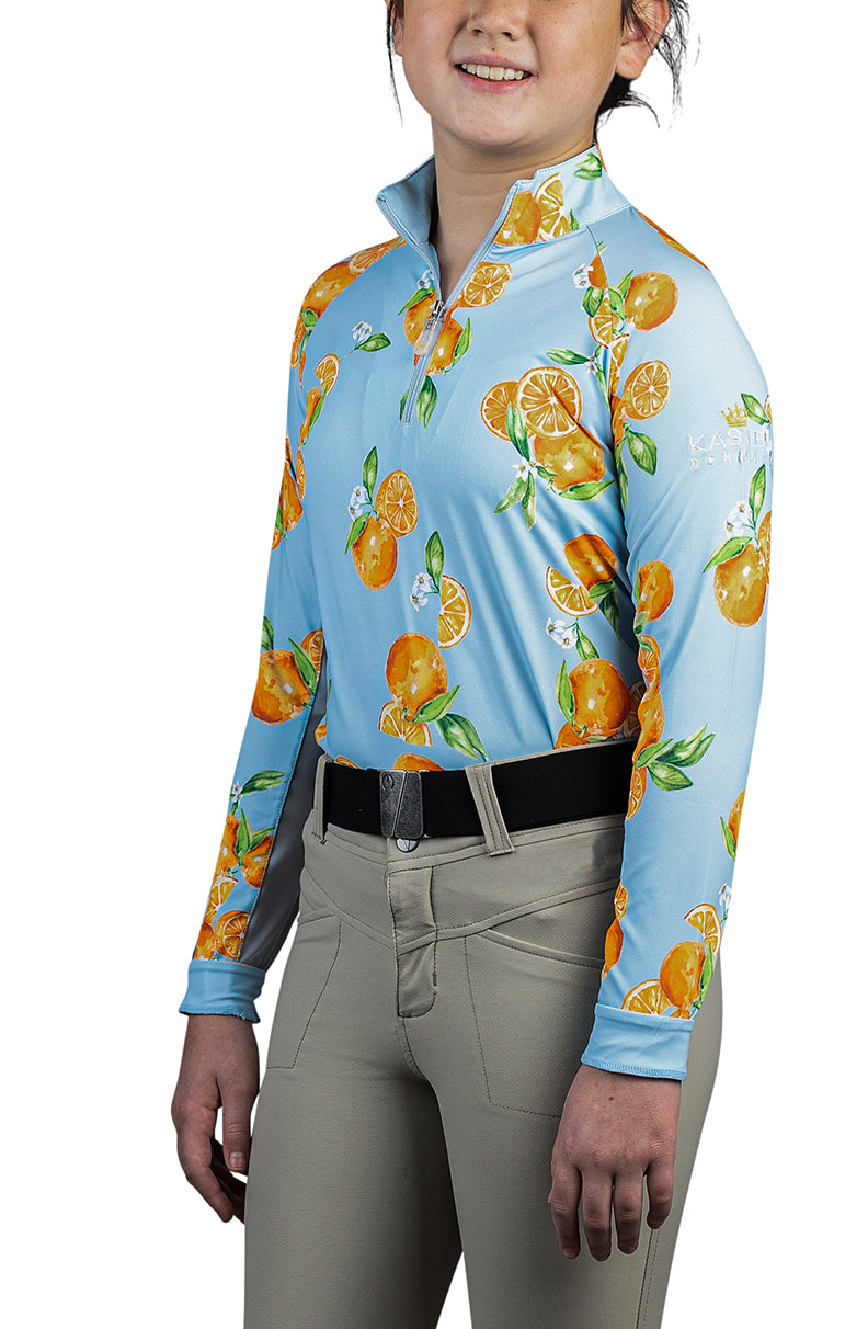 Kids Long Sleeve Light Blue Oranges - [Kastel]