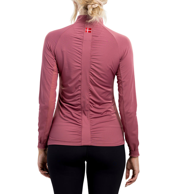 Dusty Rose Ruched Back Long Sleeve