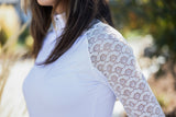 Slim Fit, White Lace Long Sleeve Raglan - Final Sale - [Kastel]