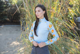 Slim Fit, Long Sleeve Light Blue Oranges Raglan - Final Sale - [Kastel]