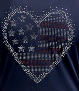 Kastel Lux Navy with Crystal Flag Heart Long Sleeve