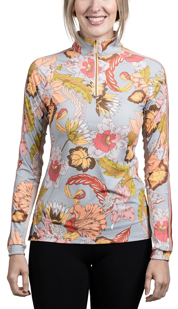 Long Sleeve Coral Tropical with Trim