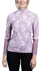 Long Sleeve Lilac Floral with Extended Mesh