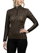 Olive Animal Print Long Sleeve with Stripe Trim All-Over