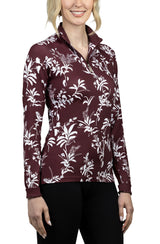 Tawny Port and White Floral Long Sleeve allover print