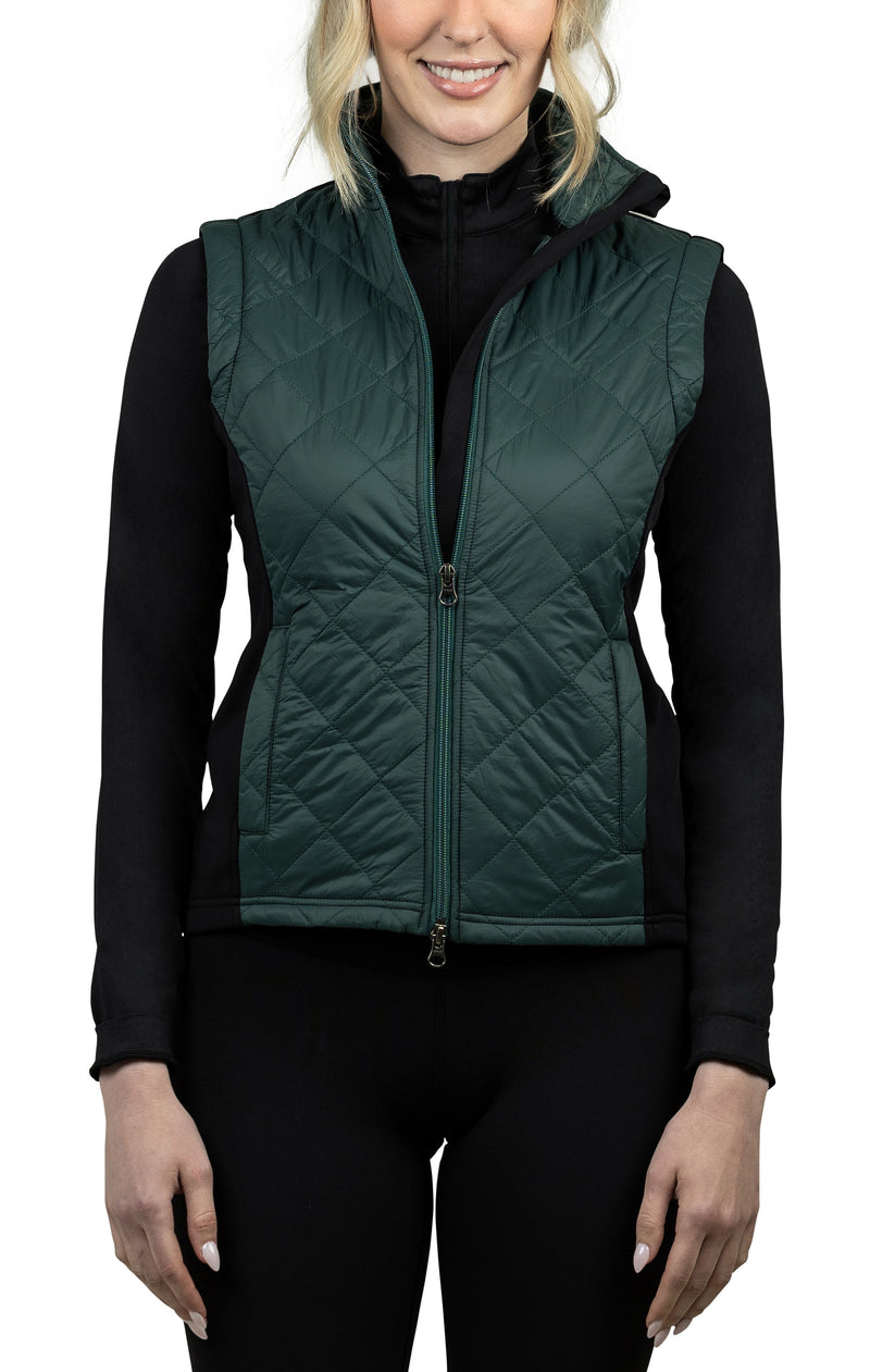 Forest Green and Black Quilted Vest